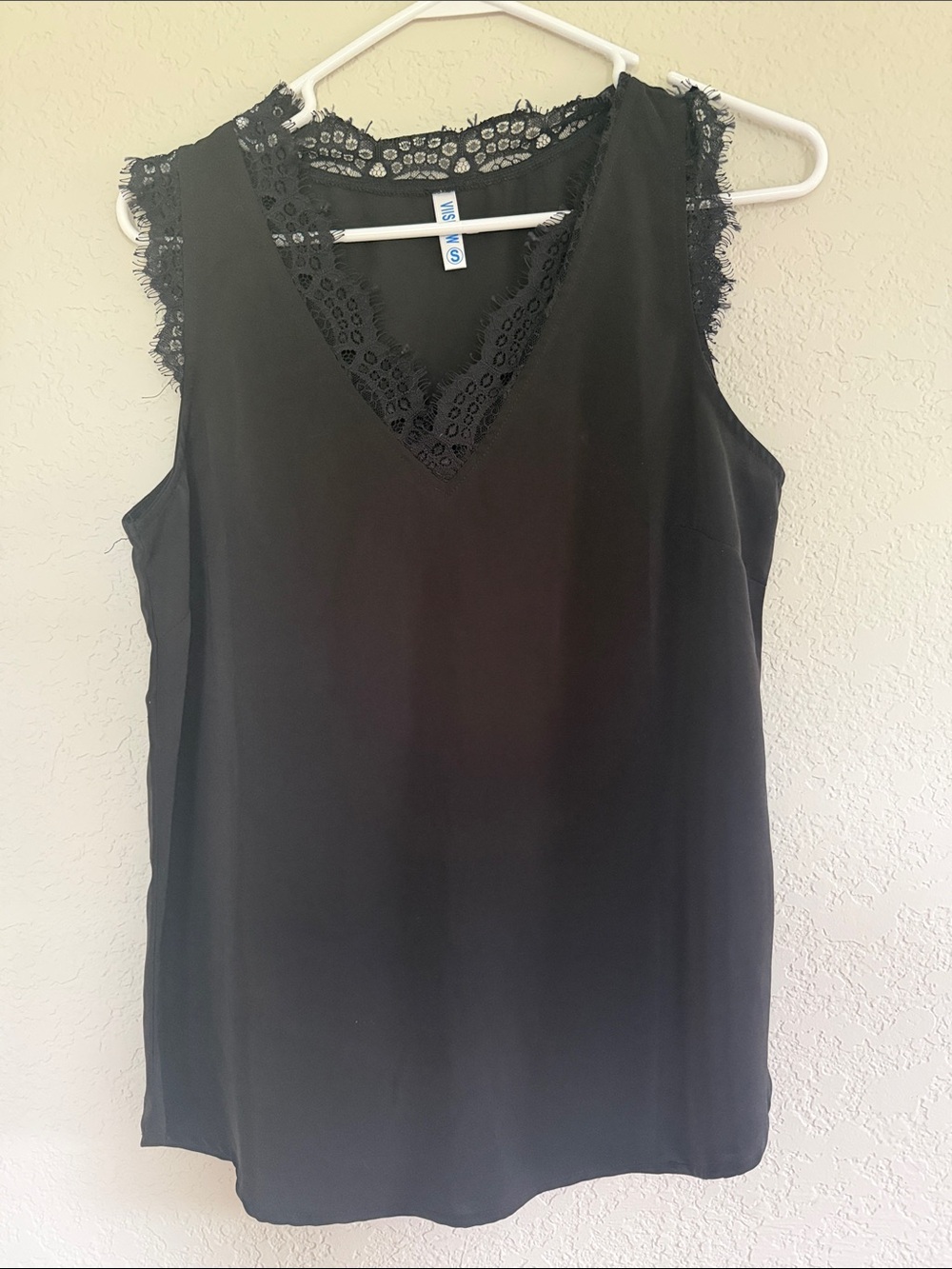 Lace-Trim Black V-Neck Sleep Chemise
